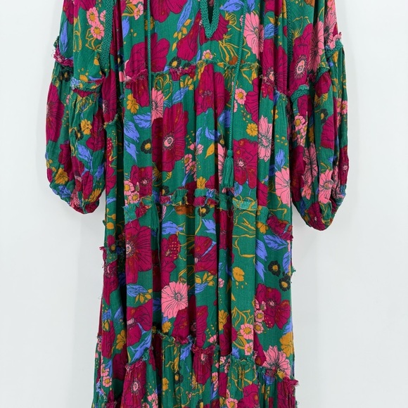 Free People In The Moment Dress Oversized Boho Floral Green Floral Print M - Picture 14 of 15